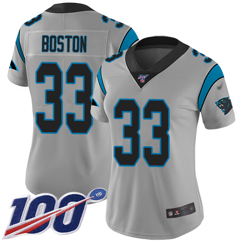 Carolina Panthers Limited Silver Women Tre Boston Jersey NFL Football 33 100th Season Inverted Legend